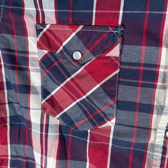 Levis Shirt Mens 2XL XXL Blue Red Western Pearl Snap Cowboy Rodeo Long Sleeved - Picture 4 of 12